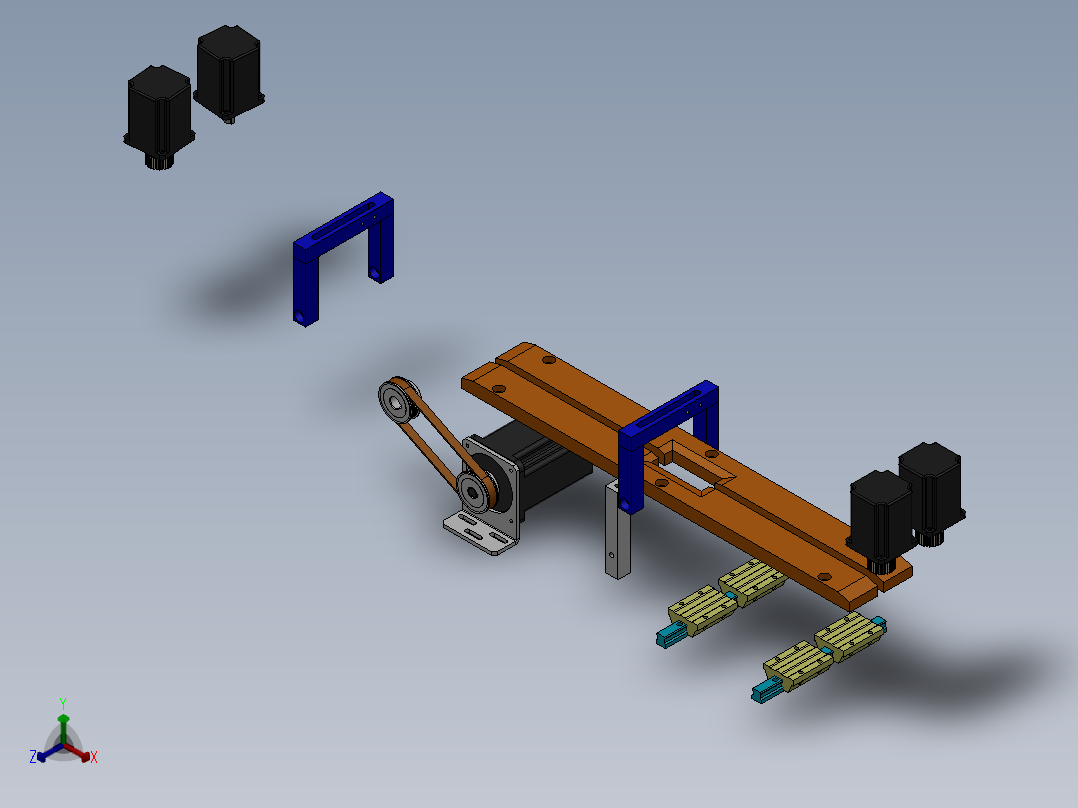 输送夹紧机构正等轴测图