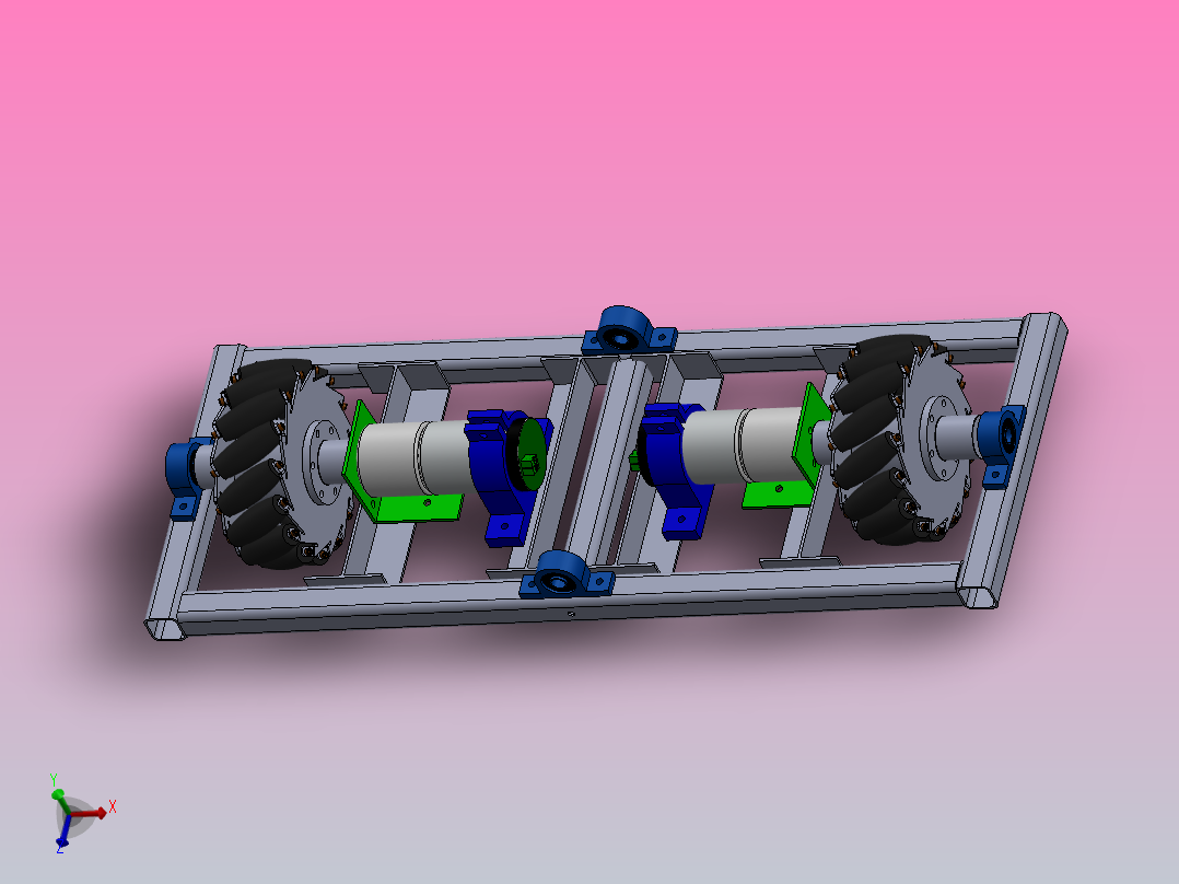 采用麦克纳姆轮的后轮机器人主视图