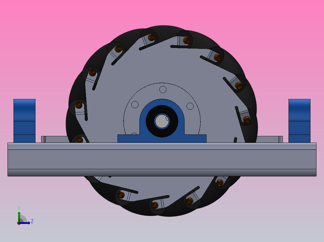采用麦克纳姆轮的后轮机器人左视图