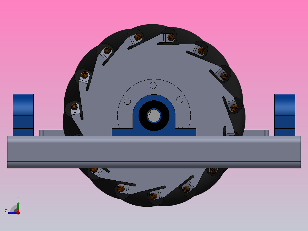 采用麦克纳姆轮的后轮机器人右视图