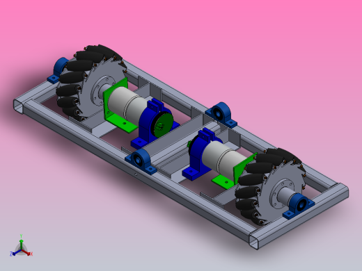 采用麦克纳姆轮的后轮机器人正等轴测缩略图
