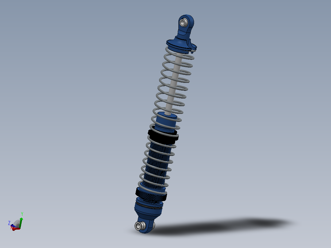 140毫米RC遥控车弹簧减震器3D图纸 Solidworks设计主视图