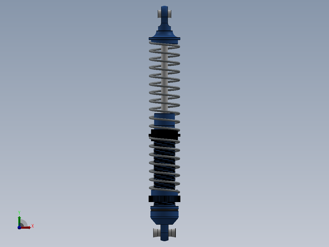 140毫米RC遥控车弹簧减震器3D图纸 Solidworks设计前视图