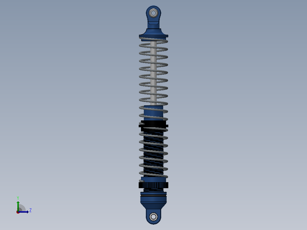 140毫米RC遥控车弹簧减震器3D图纸 Solidworks设计左视图