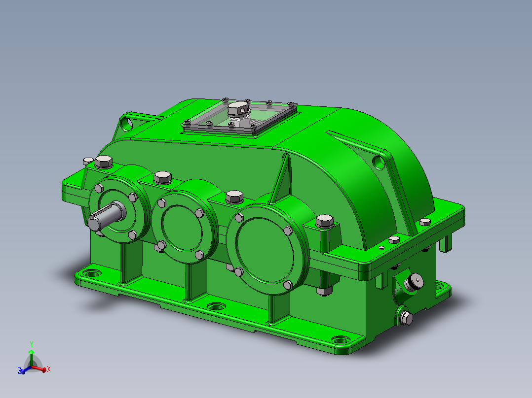 二级双级圆柱斜齿轮减速器solidworks三维模型图全套3D图参考实例