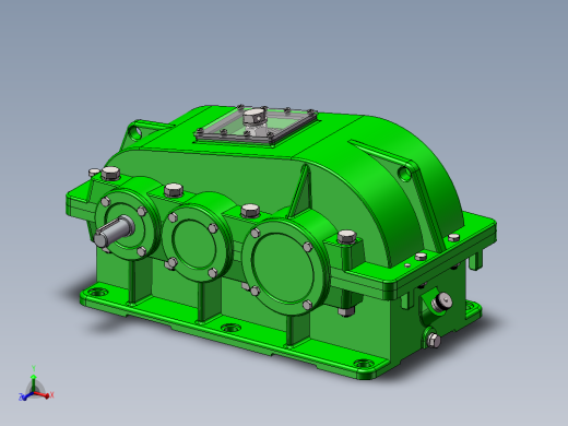 二级双级圆柱斜齿轮减速器solidworks三维模型图全套3D图参考实例