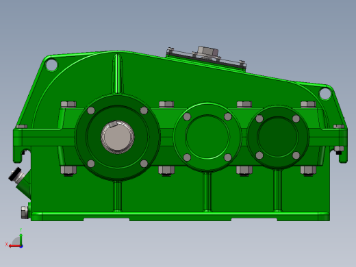 二级双级圆柱斜齿轮减速器solidworks三维模型图全套3D图参考实例后视缩略图
