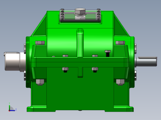 二级双级圆柱斜齿轮减速器solidworks三维模型图全套3D图参考实例左视缩略图