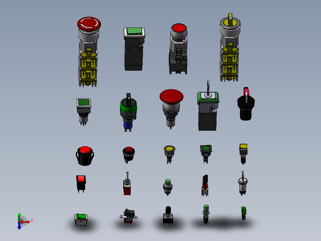 各种开关按钮模型 3D图 机