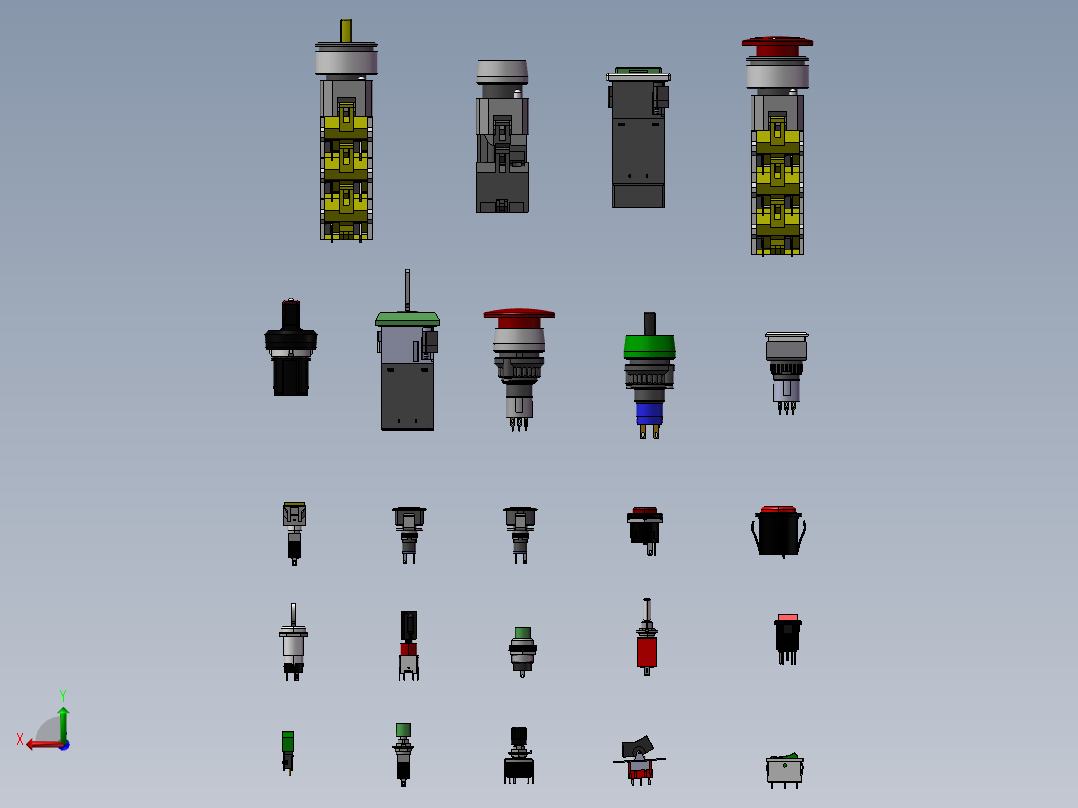各种开关按钮模型 3D图 机后视图