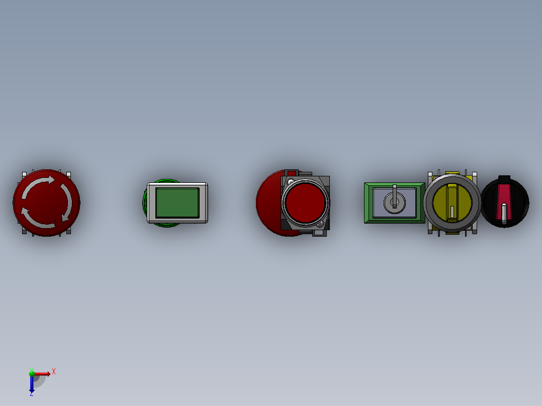 各种开关按钮模型 3D图 机俯视图