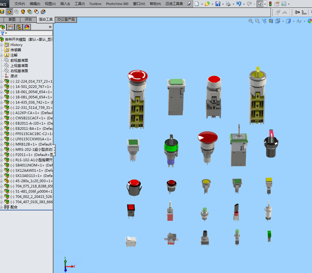 各种开关按钮模型 3D图 机