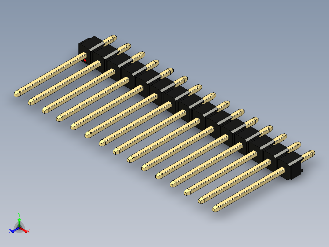 彩色公头100mil（2.54mm）系列-DS1021_black_1x15p_100mil_Type5_rev1.0主视图