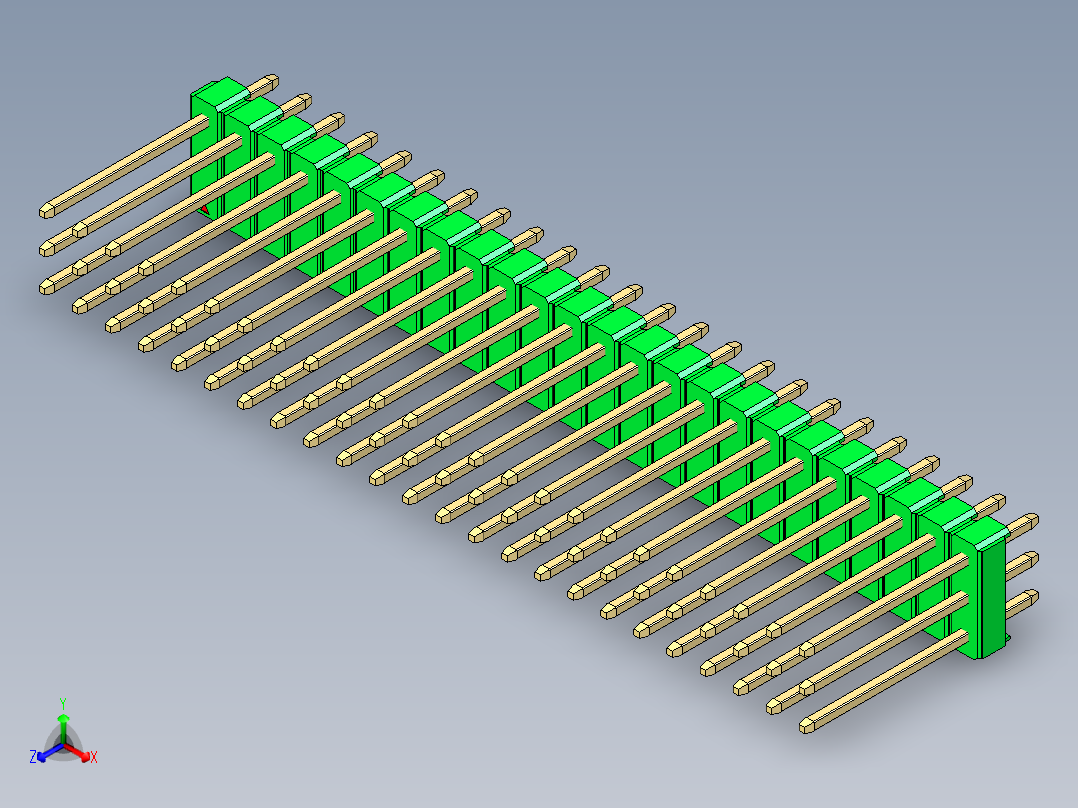 彩色公头100mil（2.54mm）系列-DS1021_green_3x24p_100mil_Type5_rev1.0主视图
