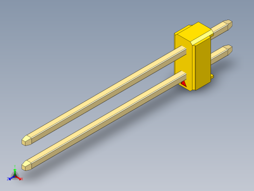 彩色公头100mil（2.54mm）系列-DS1021_yellow_2x01p_100mil_Type19_rev1.0正等轴测缩略图