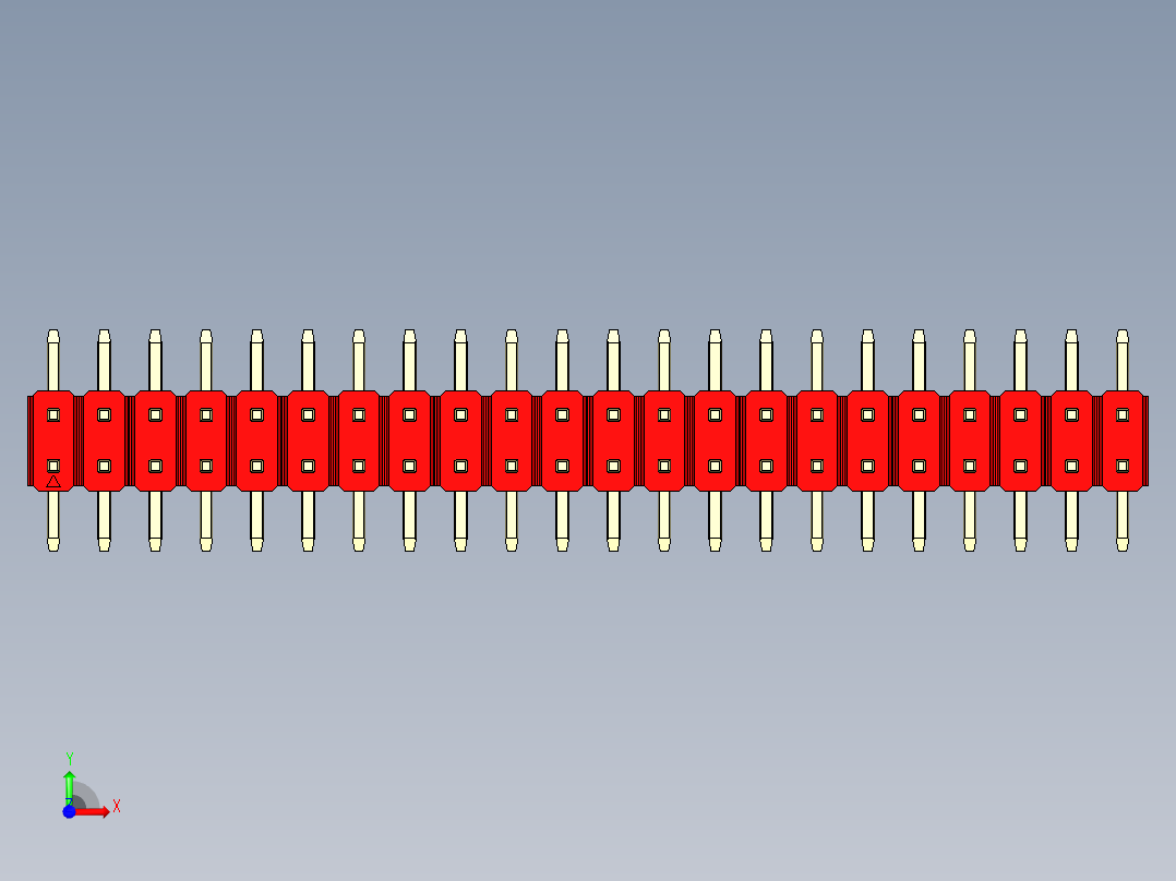 彩色公排针 100mil 2.54mm 系列-DS1022_red_44p_100mil_TypeSMT_rev1.0前视图