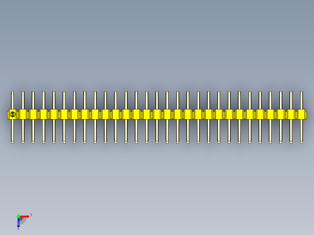 彩色公排针 100mil 2.54mm 系列-DS1022_yellow_2x29p_100mil_TypeD_rev1.0俯视图