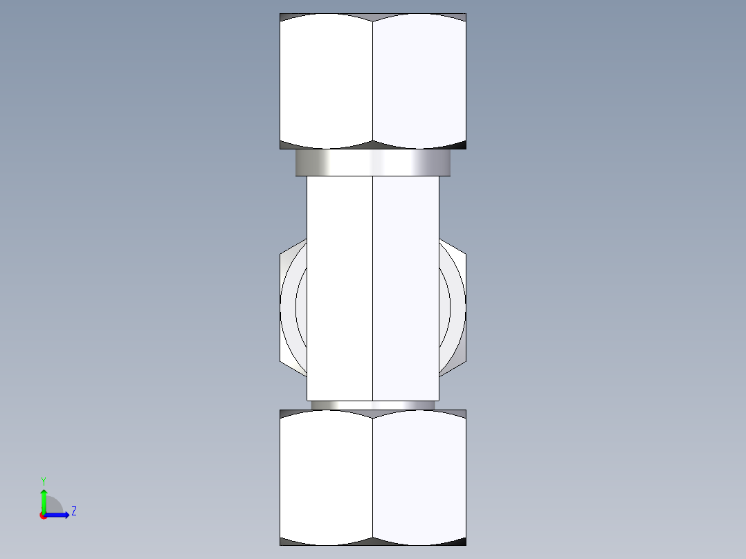 卡套式工业通用硬管接头EO_Swivel_nut_run_tee_EL12SCF左视图