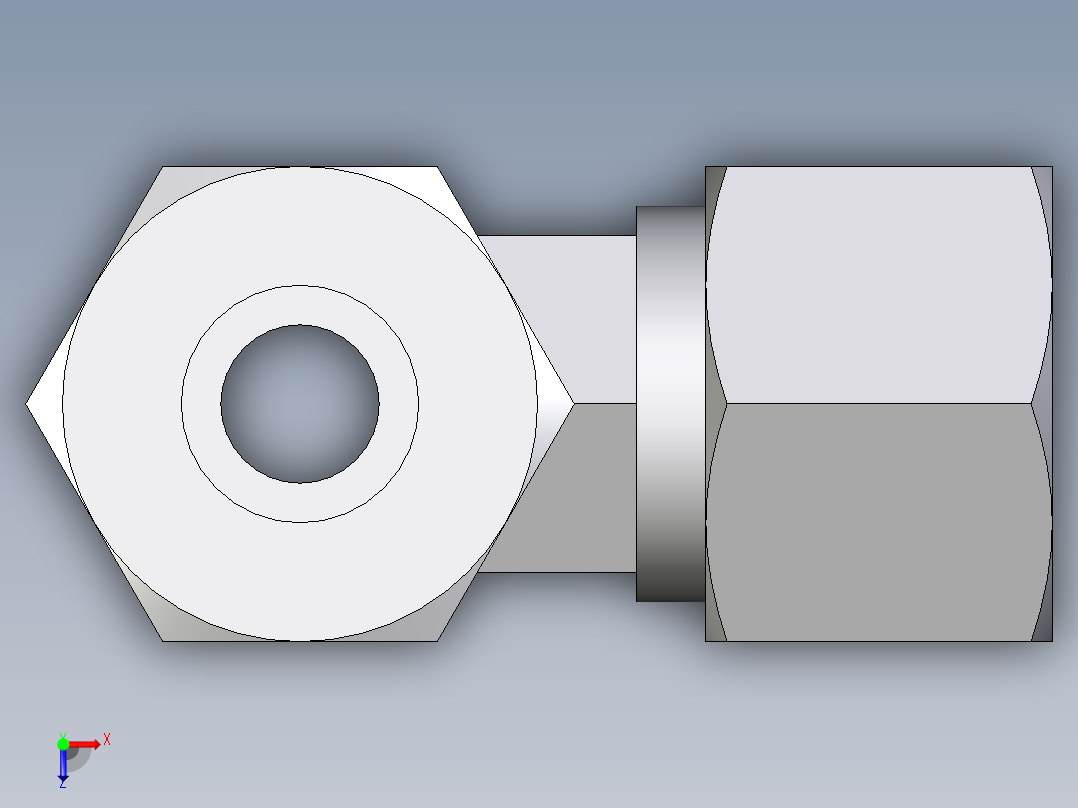 卡套式工业通用硬管接头EO_Swivel_nut_run_tee_EL12SCF俯视图