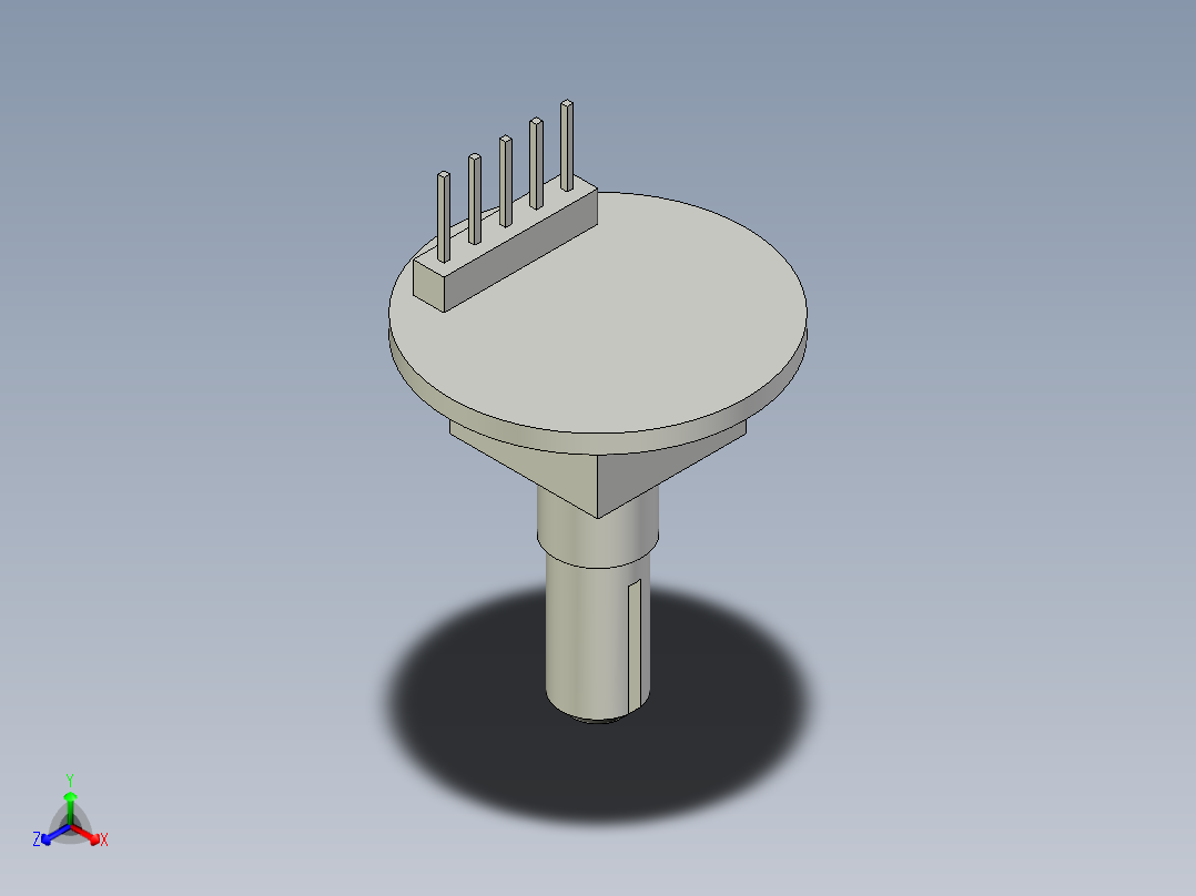 A0002493-带圆形底座24mm的旋转编码器KY-40正等轴测图