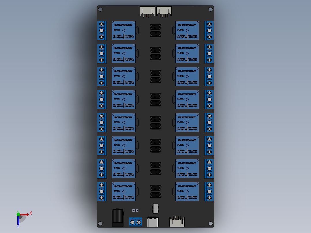 XL9535 i2C 16ch 继电器模块”俯视图