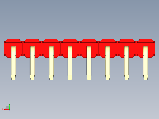 彩色公排针 100mil 2.54mm 系列-DS1022_red_1x08p_100mil_TypeD_rev1.0后视缩略图