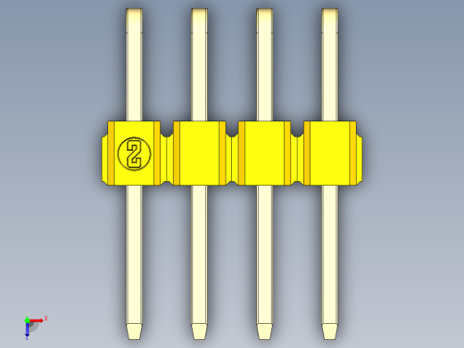 彩色公排针 100mil 2.54mm 系列-DS1022_yellow_2x04p_100mil_TypeD_rev1.0俯视缩略图