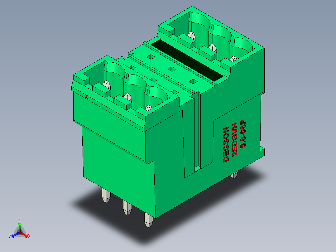 DEGSON 2EDG 系列 5.0mm 可插拔接线端子组-2EDGVH-5.0-06P-14-00AH主视图