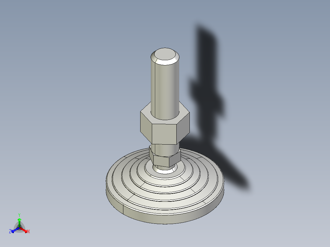 水平調整腳座LVA100-3D多系列多零件图纸模型主视图