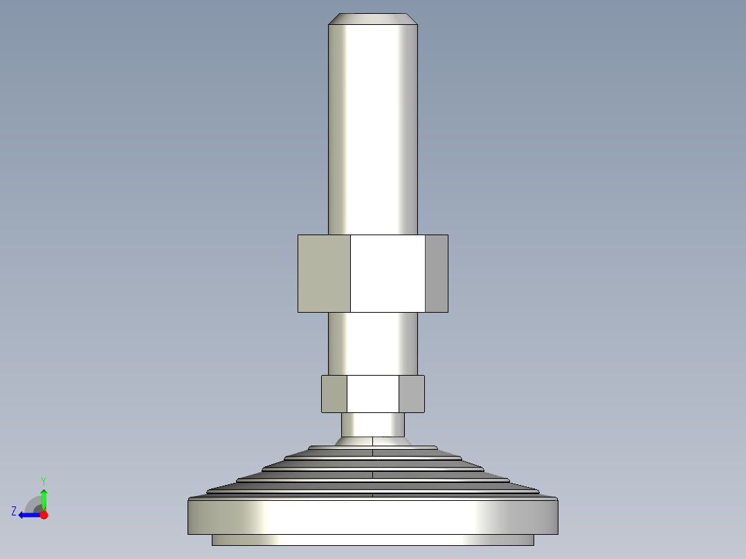 水平調整腳座LVA100-3D多系列多零件图纸模型右视图