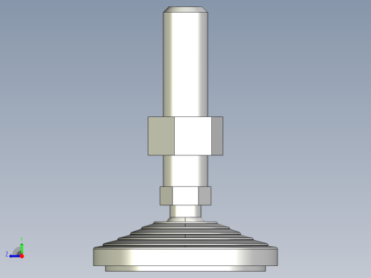 水平調整腳座LVA100-3D多系列多零件图纸模型右视缩略图