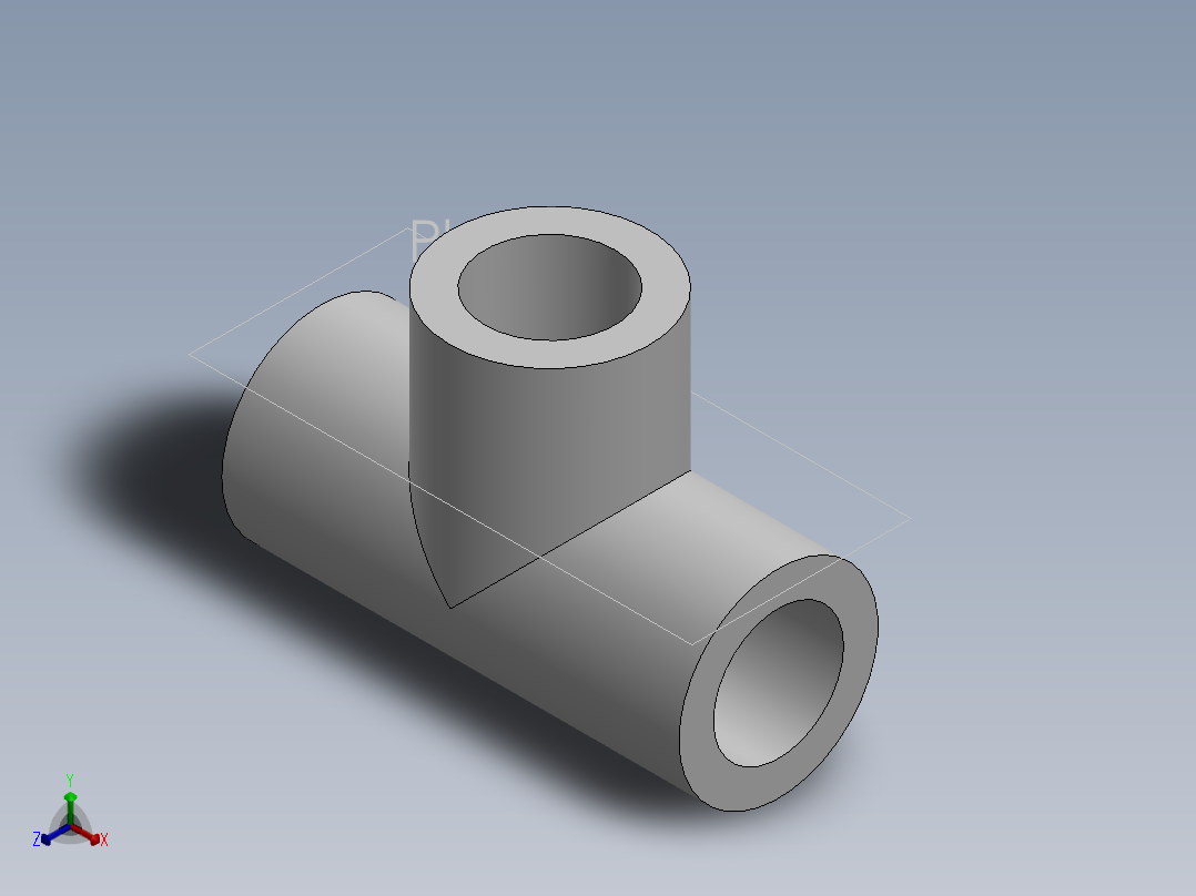 聚氯乙烯三通件正等轴测图