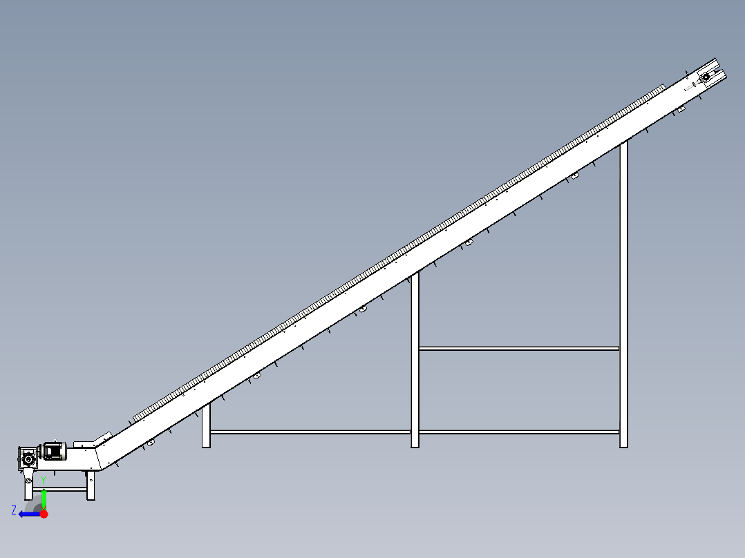 爬坡皮带机右视图