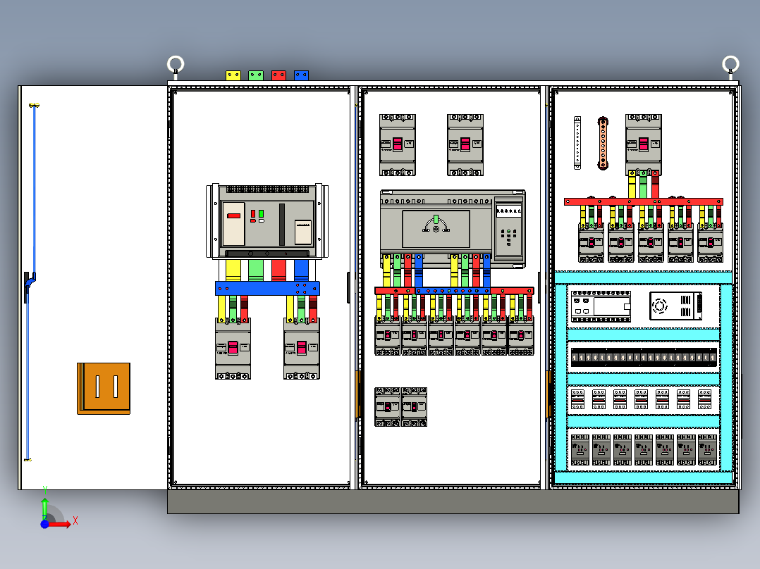三柜组装万能断路器双电源630Aplc控制柜 55388前视图