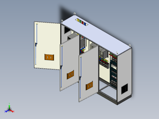 三柜组装万能断路器双电源630Aplc控制柜 55388正等轴测缩略图
