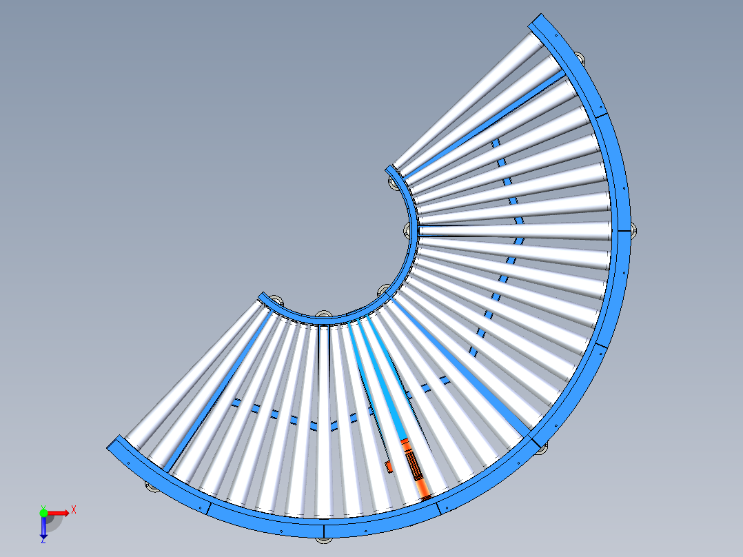 180度滚筒输送俯视图