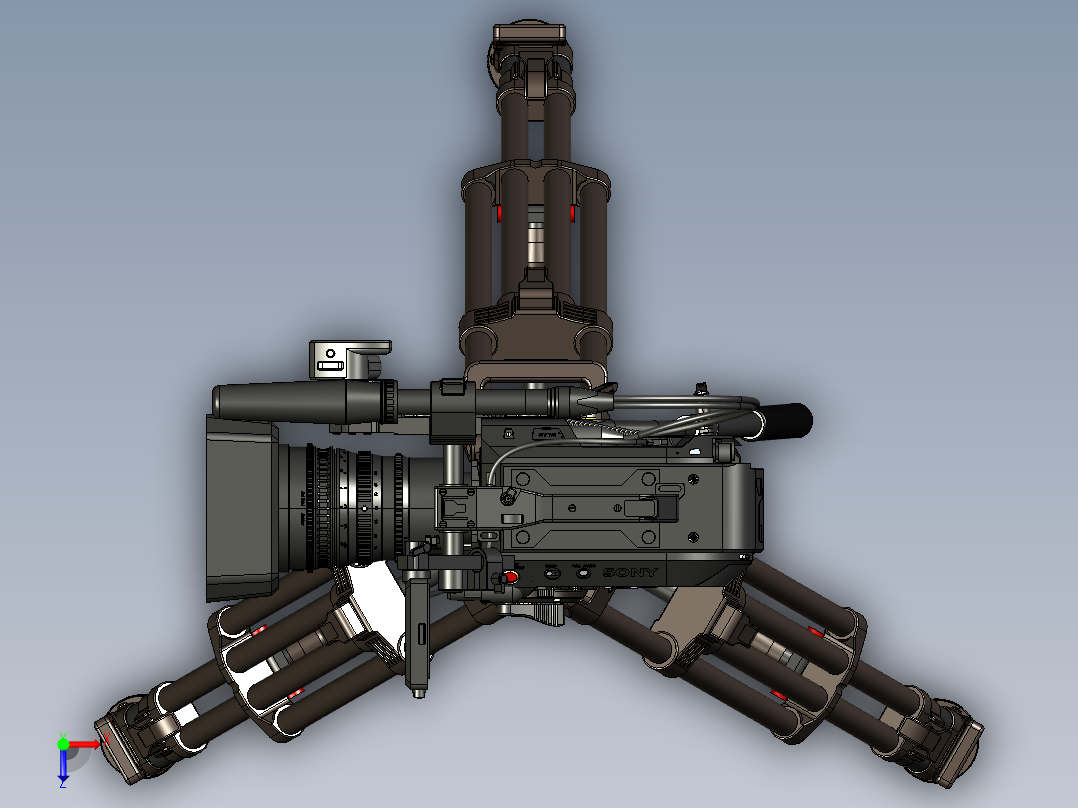 摄像机与支架俯视图