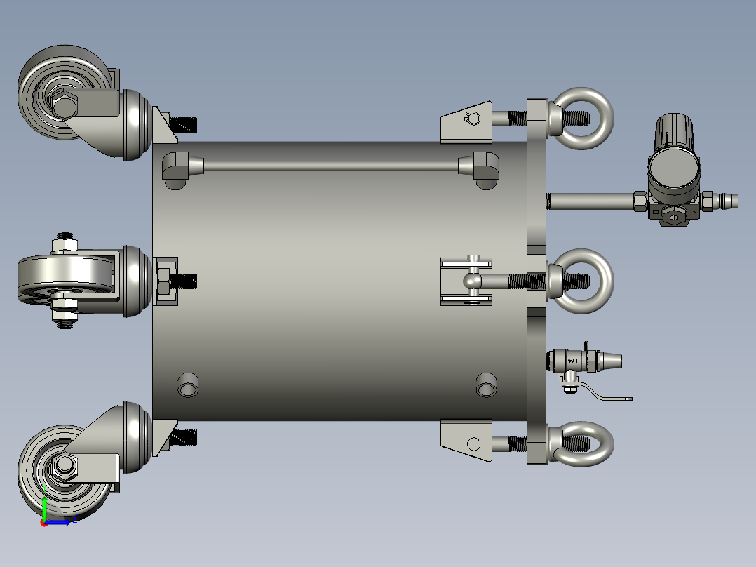 10升脚轮压力桶组合体左视图