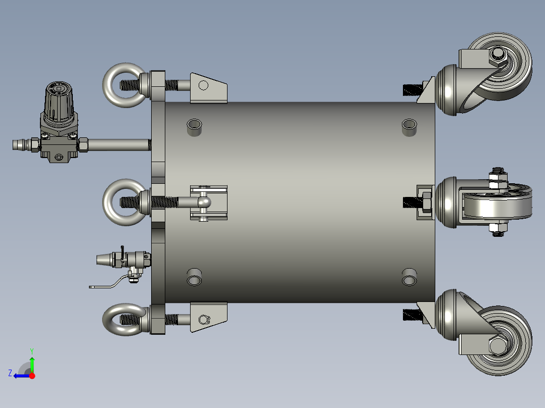 10升脚轮压力桶组合体右视图