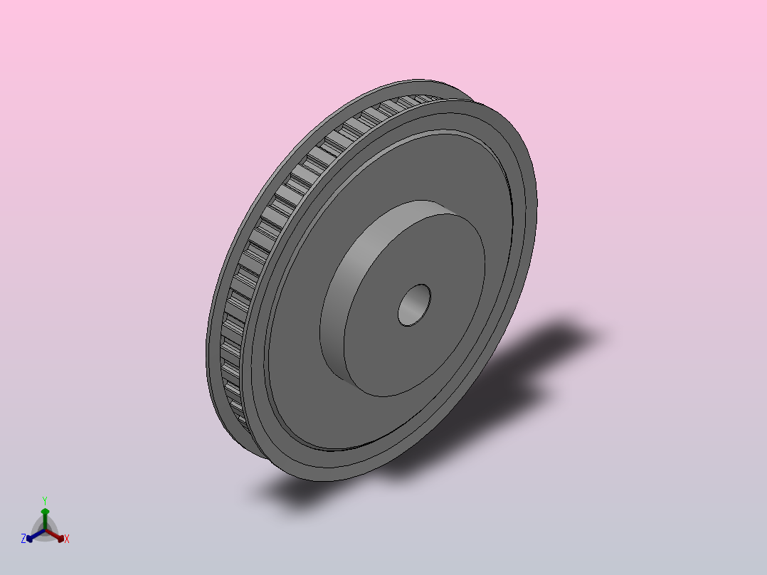 小凸缘型梯形齿同步带轮L型_SLDC-46-050-dc16-A正等轴测图