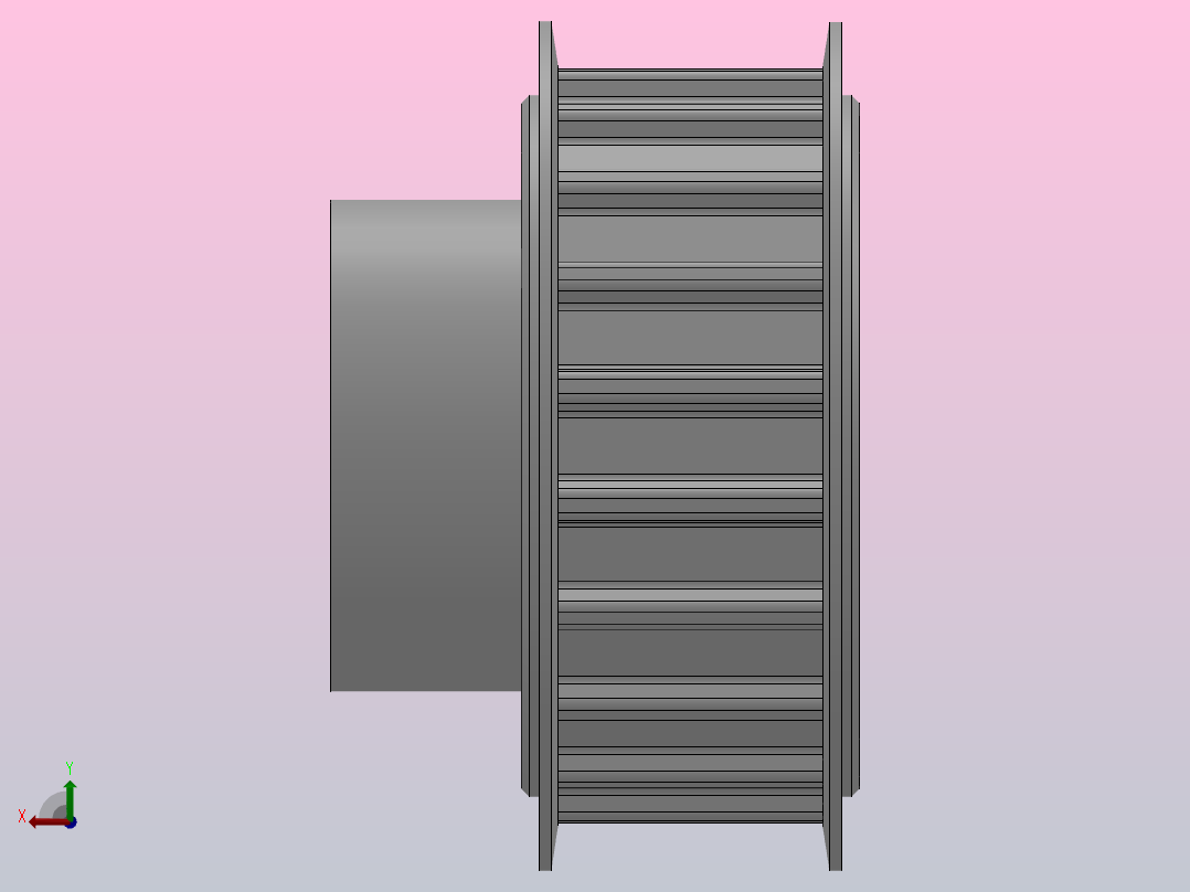 小凸缘型梯形齿同步带轮AT10型[SAT10DB-20-20-da15-ds20-S6-B]后视图