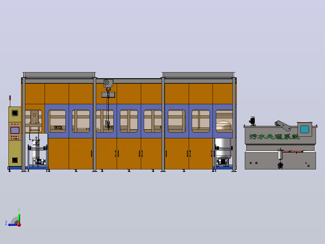 全自动超声波清洗系统前视图