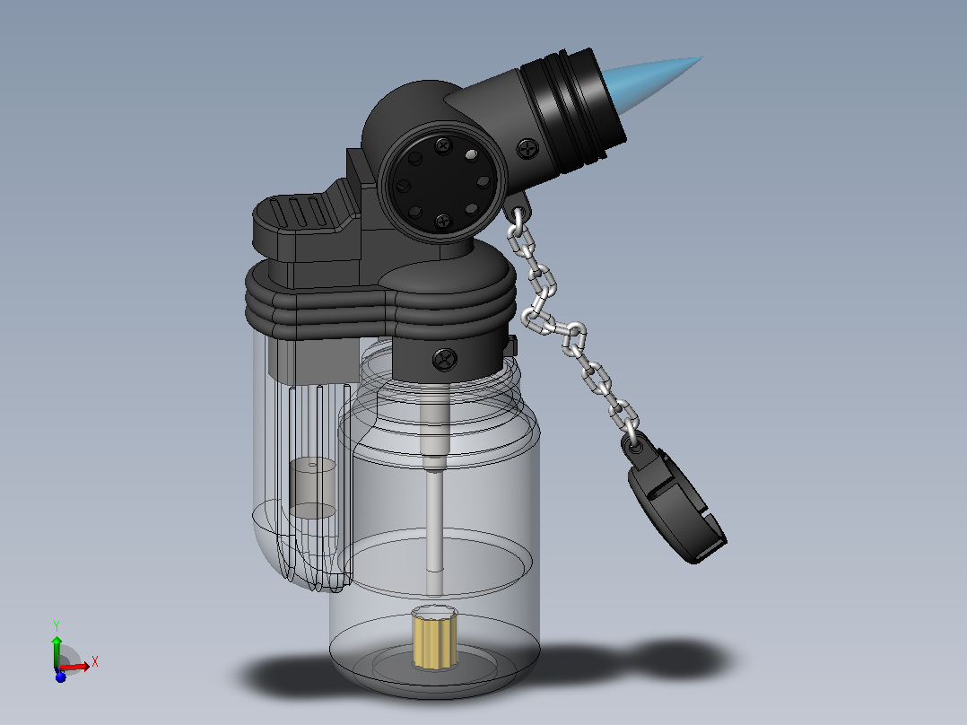 点烟器打火机3D图纸+Solidworks设计主视图