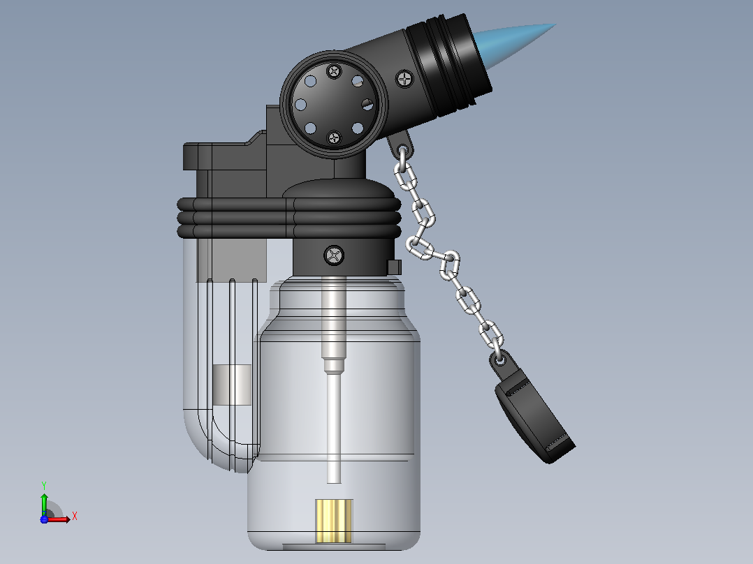 点烟器打火机3D图纸+Solidworks设计前视图