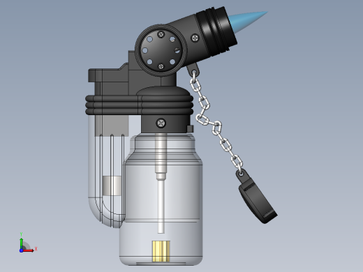 点烟器打火机3D图纸+Solidworks设计前视缩略图