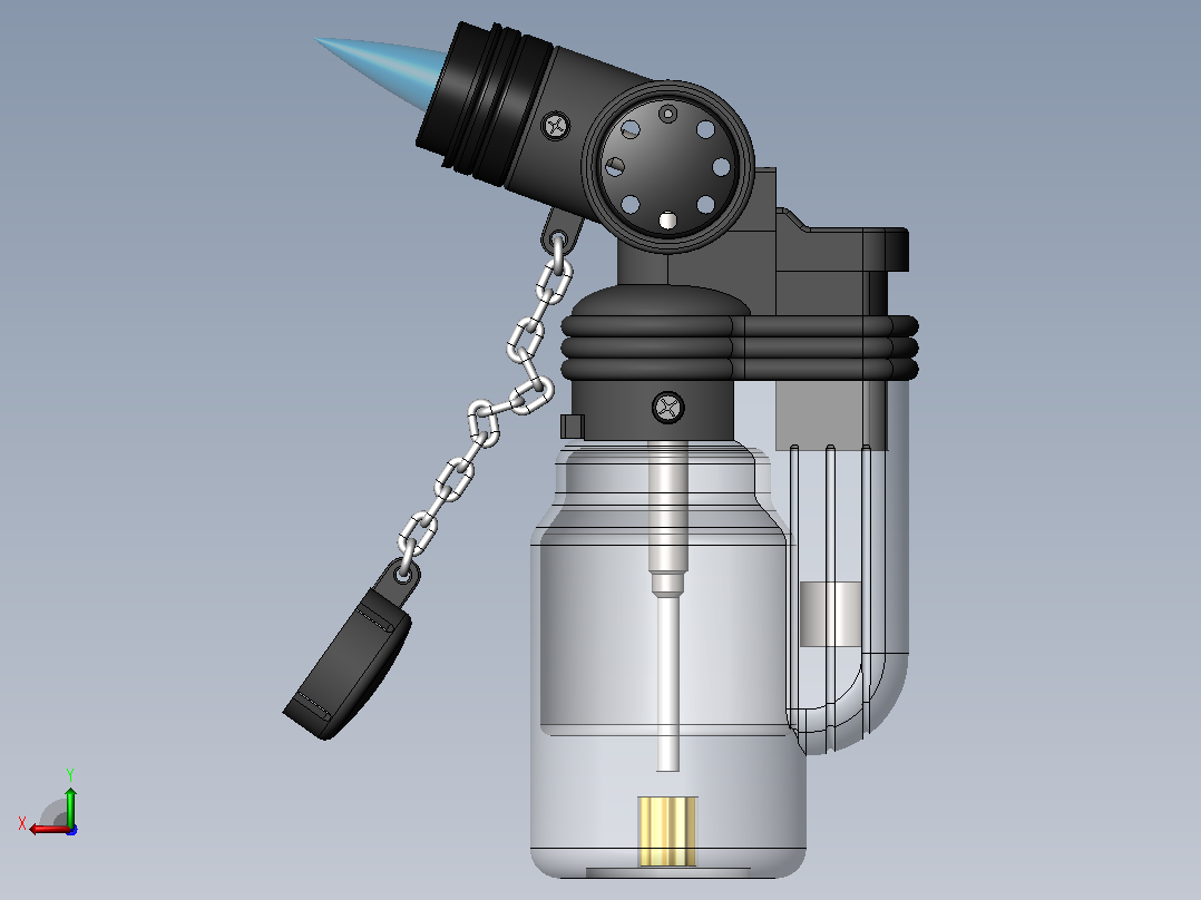 点烟器打火机3D图纸+Solidworks设计后视图