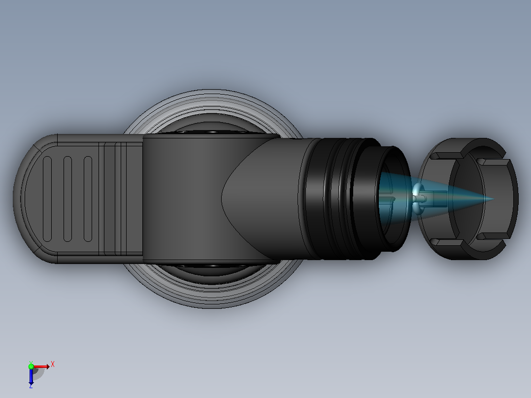 点烟器打火机3D图纸+Solidworks设计俯视图