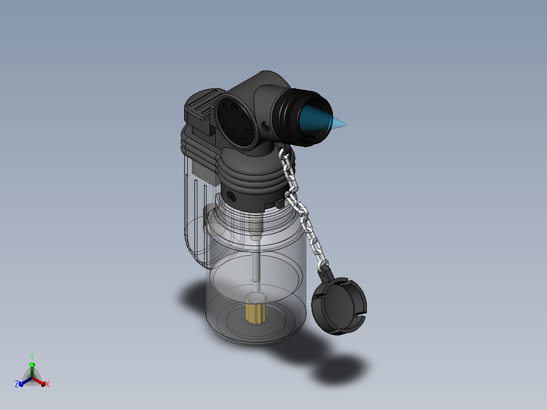 点烟器打火机3D图纸+Solidworks设计正等轴测图