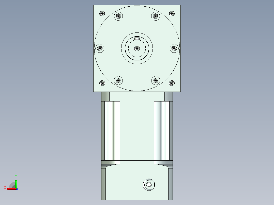 PW110单轴 PLX90-L2 19-70-90-M6 PW110转向器 单轴输出 带90 直齿 行星减速机后视图