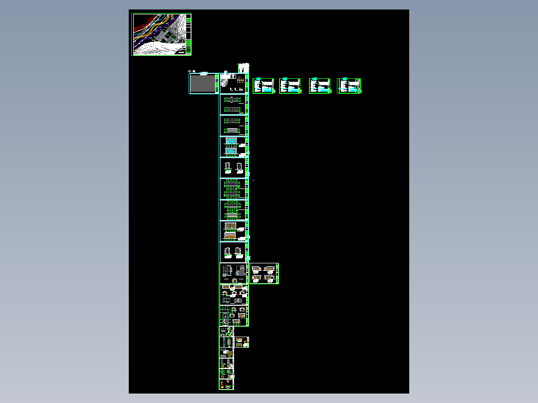 S007中式仿古商业步行街规划建筑设计cad施工图+效果图